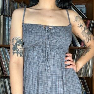 Blue Plaid Spaghetti Strap Sundress